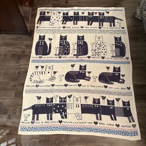 Vintage Pat Meyers Cat Tapestry cotton throw blanket